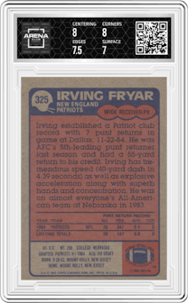 Irving Fryar from the 1985 Topps set graded by Arena Club and given an overall grade of 7.5.