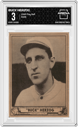 Buck Herzog from the 1940 Play Ball set graded by Arena Club and given an overall grade of 3.