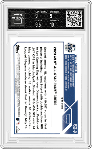 Will Smith from the 2023 Topps Chrome Update set graded by Arena Club and given an overall grade of 9.5.