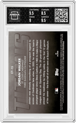 Jordan Walker from the 2023 Topps Chrome Update set graded by Arena Club and given an overall grade of 9.