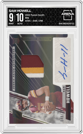 Sam Howell from the 2022 Panini Zenith set graded by Arena Club and given an overall grade of 9.