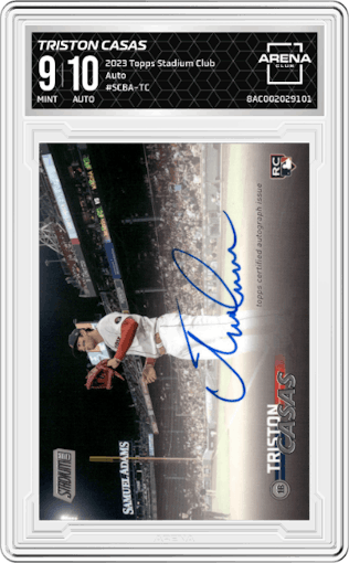 Triston Casas from the 2023 Topps Stadium Club set graded by Arena Club and given an overall grade of 9.