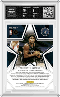 Anthony Edwards from the 2020-21 Panini Chronicles set graded by Arena Club and given an overall grade of 9.5.
