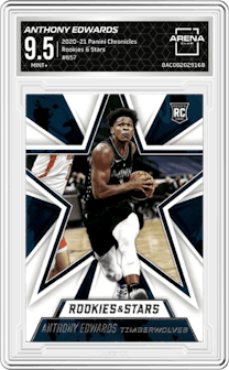 Anthony Edwards from the 2020-21 Panini Chronicles set graded by Arena Club and given an overall grade of 9.5.