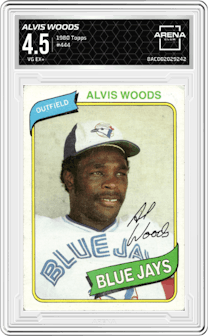 Alvis Woods from the 1980 Topps set graded by Arena Club and given an overall grade of 4.5.