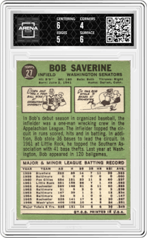 Bob Saverine from the 1967 Topps set graded by Arena Club and given an overall grade of 4.5.