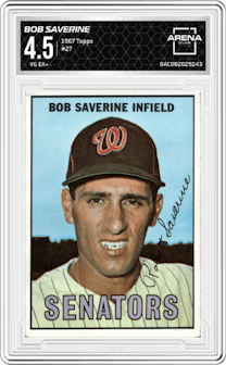 Bob Saverine from the 1967 Topps set graded by Arena Club and given an overall grade of 4.5.