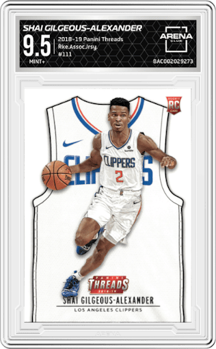 Shai Gilgeous-Alexander from the 2018-19 Panini Threads  set graded by Arena Club and given an overall grade of 9.5.