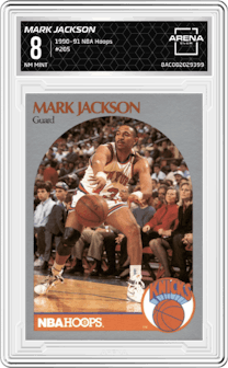 Mark Jackson from the 1990-91 NBA Hoops set graded by Arena Club and given an overall grade of 8.