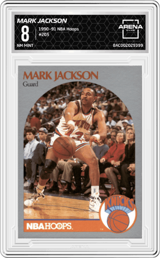 Mark Jackson from the 1990-91 NBA Hoops set graded by Arena Club and given an overall grade of 8.