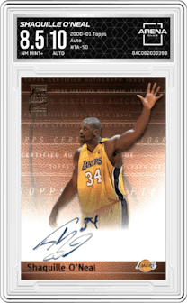 Shaquille O'Neal from the 2000-01 Topps  set graded by Arena Club and given an overall grade of 8.5.