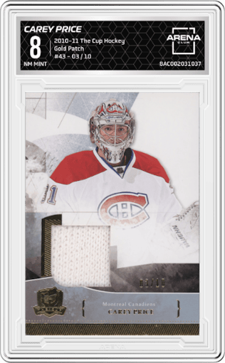 Carey Price from the 2010-11 The Cup Hockey set graded by Arena Club and given an overall grade of 8.