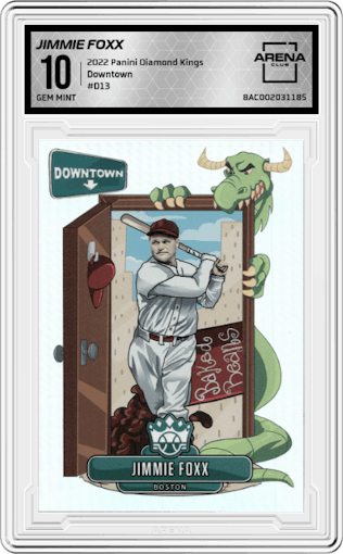 Jimmie Foxx from the 2022 Panini Diamond Kings set graded by Arena Club and given an overall grade of 10.