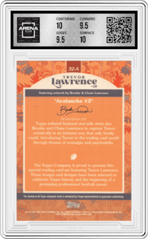 Trevor Lawrence from the 2021 Topps X Trevor Lawrence set featuring a Orange parallel graded by Arena Club and given an overall grade of 10.