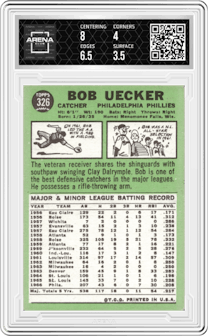 Bob Uecker from the 1967 Topps set graded by Arena Club and given an overall grade of 4.