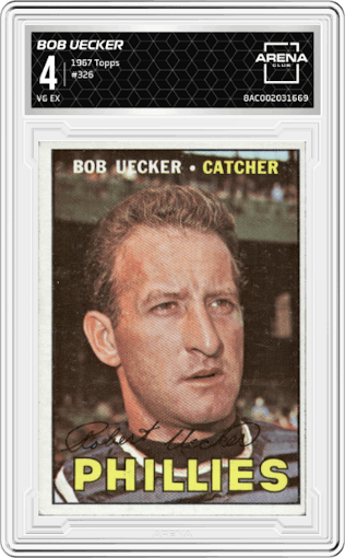 Bob Uecker from the 1967 Topps set graded by Arena Club and given an overall grade of 4.
