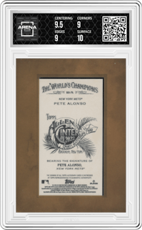 Pete Alonso from the 2022 Topps Allen & Ginter set graded by Arena Club and given an overall grade of 9.5.