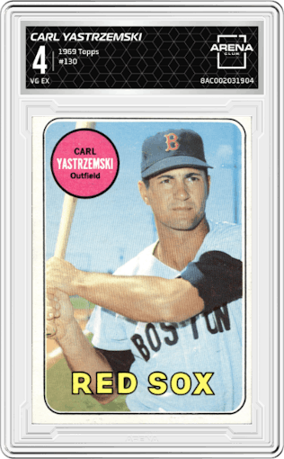 Carl Yastrzemski from the 1969 Topps set graded by Arena Club and given an overall grade of 4.