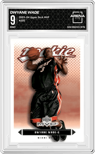 Dwyane Wade from the 2003-04 Upper Deck MVP set graded by Arena Club and given an overall grade of 9.