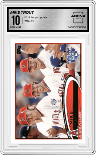 Mike Trout from the 2012 Topps Update Series set graded by Arena Club and given an overall grade of 10.