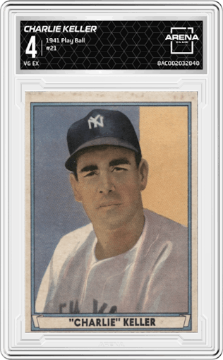 Charlie Keller from the 1941 Play Ball set graded by Arena Club and given an overall grade of 4.