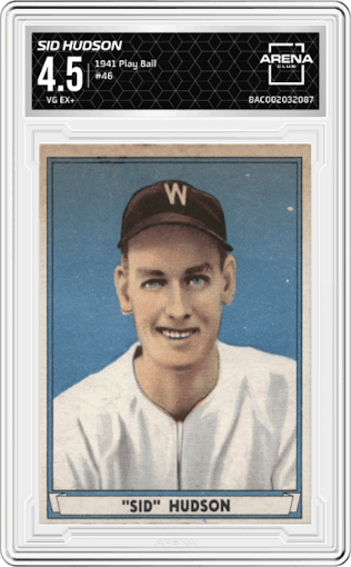 Sid Hudson from the 1941 Play Ball set graded by Arena Club and given an overall grade of 4.5.