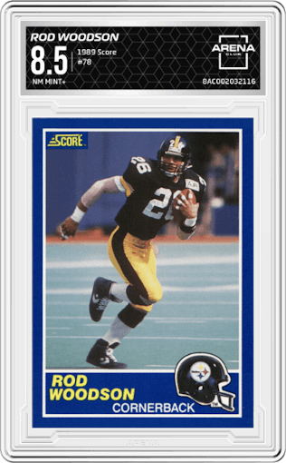 Rod Woodson from the 1989 Score set graded by Arena Club and given an overall grade of 8.5.