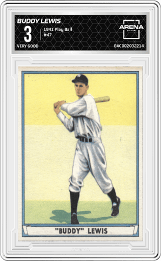 Buddy Lewis from the 1941 Play Ball set graded by Arena Club and given an overall grade of 3.
