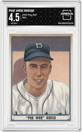 Pee Wee Reese from the 1941 Play Ball set graded by Arena Club and given an overall grade of 4.5.