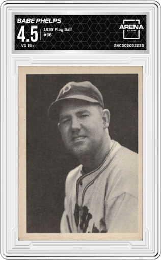Babe Phelps from the 1939 Play Ball set graded by Arena Club and given an overall grade of 4.5.