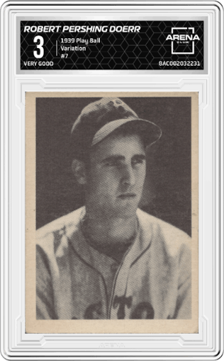 Robert Pershing Doerr from the 1939 Play Ball set graded by Arena Club and given an overall grade of 3.