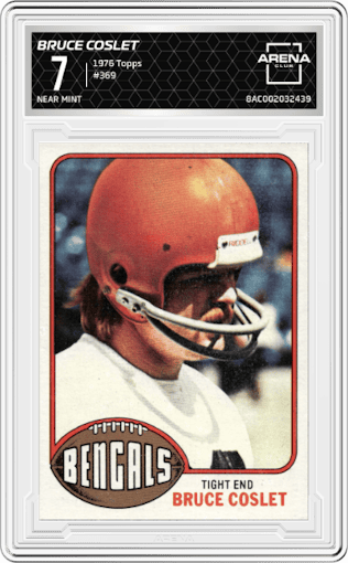 Bruce Coslet from the 1976 Topps set graded by Arena Club and given an overall grade of 7.