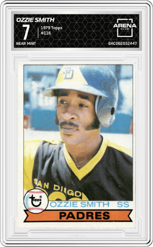 Ozzie Smith  from the 1979 Topps set graded by Arena Club and given an overall grade of 7.