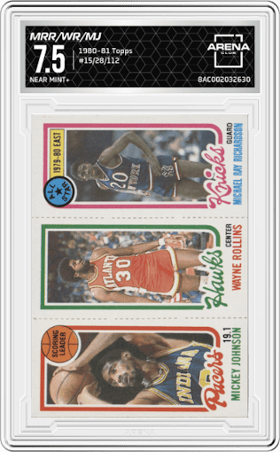 Michael Ray Robinson, Wayne Rollins, Mickey Johnson  from the 1980-81 Topps set graded by Arena Club and given an overall grade of 7.5.