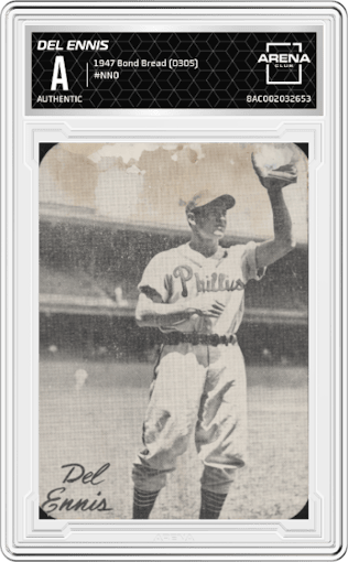 Del Ennis from the 1947 Bond Bread (D305) set graded by Arena Club.