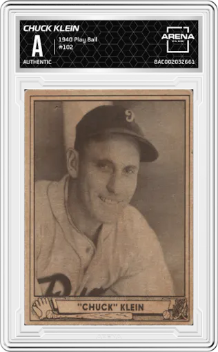 Chuck Klein from the 1940 Play Ball set graded by Arena Club.