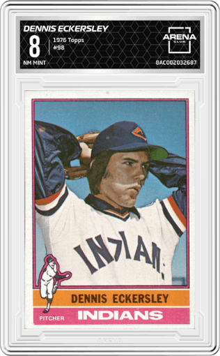 Dennis Eckersley from the 1976 Topps set graded by Arena Club and given an overall grade of 8.