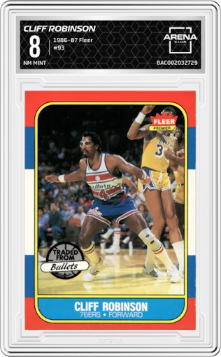 Cliff Robinson from the 1986-87 Fleer set graded by Arena Club and given an overall grade of 8.