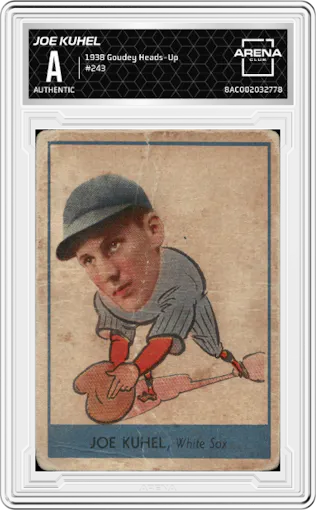 Joe Kuhel from the 1938 Goudey Heads-Up set graded by Arena Club.