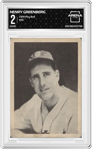 HENRY GREENBERG from the 1939 Play Ball set graded by Arena Club and given an overall grade of 2.