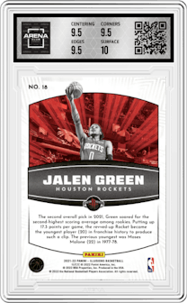 Jalen Green from the 2021-22 Panini Illusions set featuring a Asia Red/Yellow parallel graded by Arena Club and given an overall grade of 10.