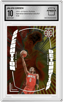 Jalen Green from the 2021-22 Panini Illusions set featuring a Asia Red/Yellow parallel graded by Arena Club and given an overall grade of 10.
