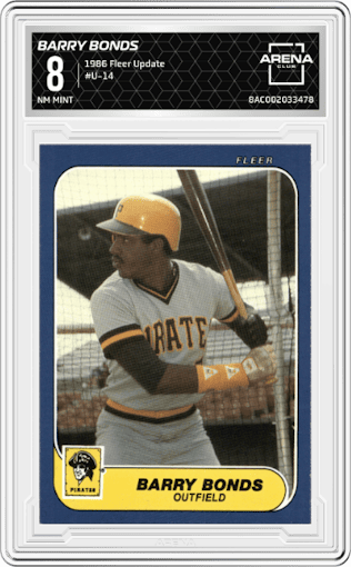 Barry Bonds from the 1986 Fleer Update set graded by Arena Club and given an overall grade of 8.