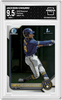 Jackson Chourio from the 2022 Bowman set graded by Arena Club and given an overall grade of 9.5.