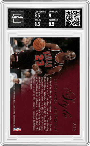 Michael Jordan  from the 1995-96 Flair set graded by Arena Club and given an overall grade of 9.