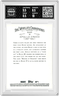 Apollo Creed from the 2015 Topps Allen & Ginter set graded by Arena Club and given an overall grade of 9.