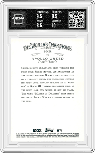 Apollo Creed from the 2015 Topps Allen & Ginter set graded by Arena Club and given an overall grade of 9.