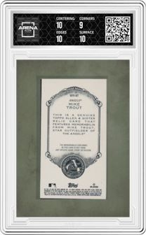 Mike Trout from the 2023 Topps Allen & Ginter set graded by Arena Club and given an overall grade of 9.5.