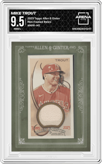 Mike Trout from the 2023 Topps Allen & Ginter set graded by Arena Club and given an overall grade of 9.5.