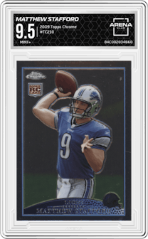 Matthew Stafford from the 2009 Topps Chrome set graded by Arena Club and given an overall grade of 9.5.